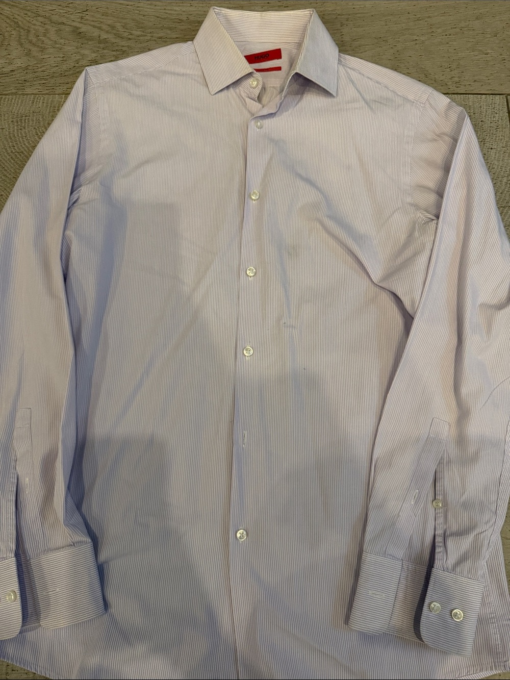 HUGO Men's Lavender Pinstripe Dress Shirt